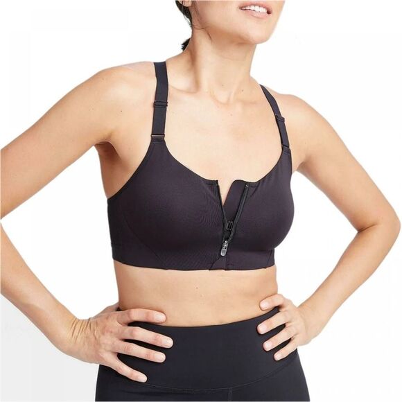 All in Motion High Support Front Zip Black Sports Bra size 34 C - Picture 6 of 6